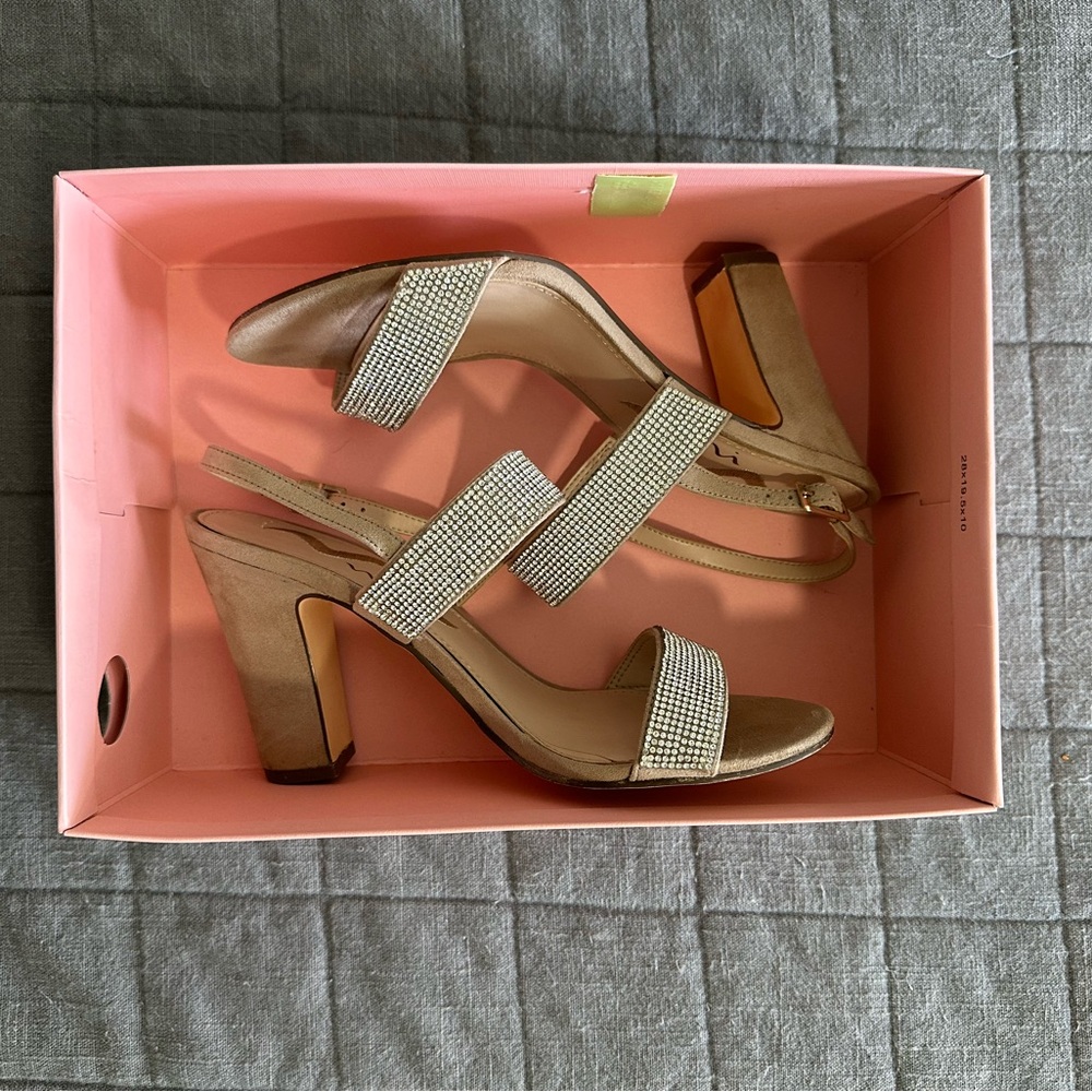 Nina Senta-Fy Women’s Alamo Tan Glam Stiletto Block-heel sandals